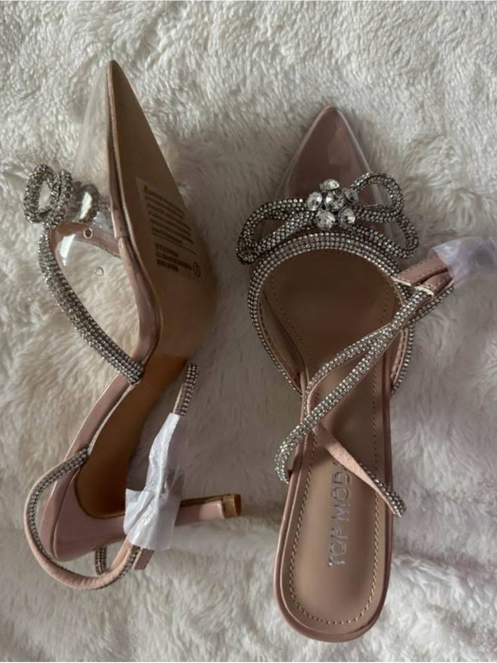 NWT Top Moda Elegant Pink Embellished Strappy Heels